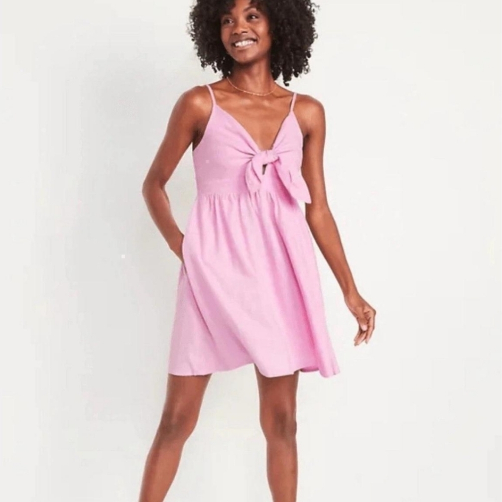 Old Navy Pink Fit and Flare Pocket Babydoll Dress